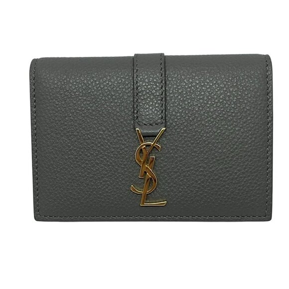 Auth SAINT LAURENT PARIS Cassandre 613536 Gray Leather - Business Card Holder - Picture 1 of 4
